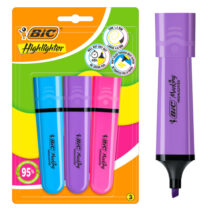 Bic Marking Highlighter Flat Pack de 3 Marcadores Fluorescentes - Punta Biselada - Trazo entre 1.20 y 4.60 mm - Tinta con Base de Agua - Colores Surtidos