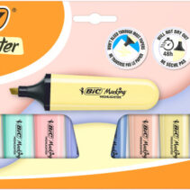 Bic Marking Highlighter Flat Pastel Pack de 10 Marcadores Fluorescentes - Punta Biselada - Trazo entre 1.20 y 4.60 mm - Tinta con Base de Agua - 4 Colores Pastel y 6 Colores Pastel Mineral