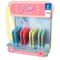 Pilot G-2 Flow Expositor con 48 Boligrafos Tinta de Gel Retractiles - Punta 0.7mm - Trazo 0.32mm - Recargable - Grip Ergonomico - Colores Surtidos