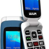SPC Wuum Telefono de Tapa - Doble Pantalla 2.4" + 1.77" - Botones y Teclas Grandes - Diseño Ligero - Acceso Directo a Dos Contactos - Linterna - Radio FM - Color Azul