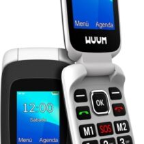 SPC Wuum Telefono de Tapa - Doble Pantalla 2.4" + 1.77" - Botones y Teclas Grandes - Diseño Ligero - Acceso Directo a Dos Contactos - Linterna - Radio FM - Color Negro