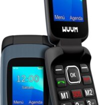 SPC Wuum Telefono de Tapa - Doble Pantalla 2.4" + 1.77" - Botones y Teclas Grandes - Diseño Ligero - Acceso Directo a Dos Contactos - Linterna - Radio FM - Color Titanio