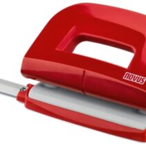 Novus E210 Perforadora Pequeña de Papel - Hasta 10 Hojas - Guia de Posicionamiento - Punzones 5.5mm - Color Rojo