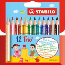 Stabilo Trio Thick Mini Pack con 12 Lapices de Colores - Mina de 4.2mm - Forma Triangular - Colores Surtidos