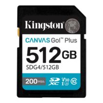 Kingston Tarjeta SDXC 512GB UHS-I U3 V30 Clase 10 200MB/s Canvas Go Plus