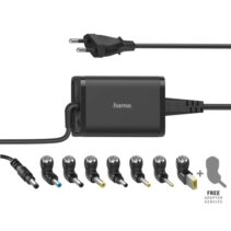Hama Essential Fuente de Alimentacion Universal para Portatil - Potencia 65W - Voltaje 15-19V - Cable de Entrada 1.2m - Cable de Salida 1.15m - Color Negro