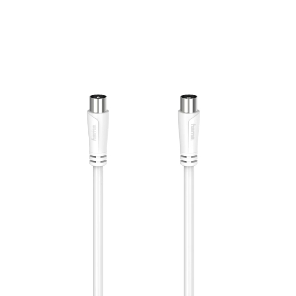 Hama Essential Cable Coaxial de Antena Macho/Hembra - Longitud 1.5m - Doble Blindaje - Apantallamiento 90dB - Impedancia 75Ohm - Color Blanco