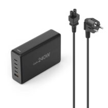Hama Estacion de Carga USB - Cable 1.5m - 4x USB-C - USB-A - Power Delivery - Qualcomm - GaN - 7.9x12x3.5cm - Color Negro