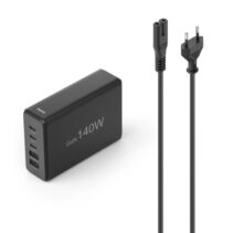 Hama Estacion de Carga USB - 3x USB-C - 2x USB-A - Cable 1.5m - Power Delivery - Qualcomm - GaN - 3.1x10.1x7cm - Color Negro