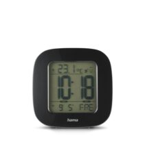 Hama Rc 45 Radio Reloj Despertador - Pantalla Digital - Termometro - Funcion de Repeticion de Alarma - Zona Horaria Ajustable - 7.8x4x7.8cm - Color Negro