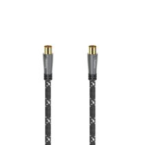 Hama Prime Cable Coaxial de Antena Macho/Hembra - Longitud 1.5m - Terminales Chapados en Oro - Apantallamiento 120dB - Impedancia 75Ohm - Color Negro y Gris