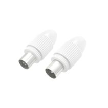 Hama Essential Set de Conectores Coaxiales - Macho y Hembra - Apto para Cables entre 5 y 7mm - Fijacion con Pinza - Color Blanco
