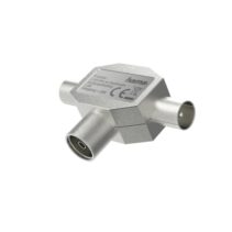 Hama Essential Divisor de Antenas - Coaxial Hembra - Coaxial Macho x2 - Metalico - Color Plata