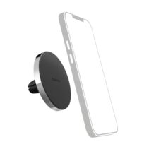 Hama Lock Soporte de Coche para Smartphone - Magnetico - Pinza para Rejilla - Peso Max 230g - Aluminio - Color Negro y Plata