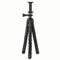 Hama Flex Tripode para Smartphone y Camara Deportiva - Peso Max 300g - Plegable - Altura Ajustable hasta 26cm - Plastico - Color Negro