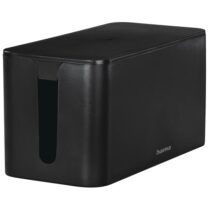 Hama Mini Caja para Regletas y Cables - Facil Organizacion y Limpieza - Proteccion Infantil y de Mascotas - Diametro Maximo del Cable 15mm - 23.5x11.5x12cm - Color Negro