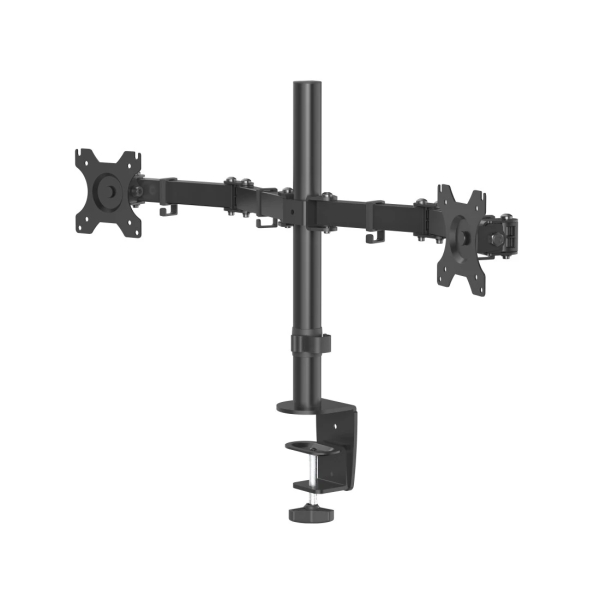 Hama Soporte de Mesa con Brazos Articulados para 2 Monitores de 13 a 32" - Capacidad 8kg - Altura Ajustable - Inclinacion 45º - Giro 180º - Acero - VESA 100x100 - 86.18x6.96x40.64cm - Color Negro