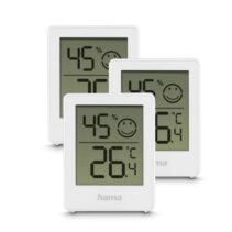Hama Cres Pack de 3 Medidores de Temperatura y Humedad para Interior - Pantalla Digital - Permite Colgar en Pared - Indicador de Confort - 4.5x3.1x5.6cm - Color Blanco