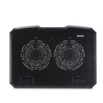 Hama Base de Refrigeracion para Portatil hasta 15.6" con 2 Ventiladores de 12.5cm - Silencioso - Cable 50cm - USB-A - Luz LED - Altura Ajustable - Antideslizante - 37x27x3cm - Color Negro