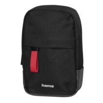 Hama Matera Funda para Camara - Poliester Reciclado - Asa para Cinturon - Correa de Cuello Desmontable - 7.5x4.5x13cm - Color Negro