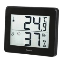 Hama Medidor de Temperatura y Humedad para Interior - Pantalla Digital - Indicador de Confort - Permite Colgar en Pared - 10x1.1x8.2cm - Color Negro