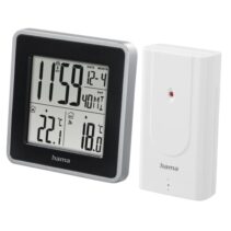 Hama Ews Intro Estacion Meteorologica - Reloj - Sensor Exterior - Radiofrecuencia - Termometro - Higrometro - 9.5x3x9.5cm - Color Negro y Plata