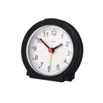 Hama Classic Reloj Despertador Analogico - Manecillas y Numeros Fluorescentes - Funciona con 1 Pila AA - 9.5x3.8cm - Color Negro