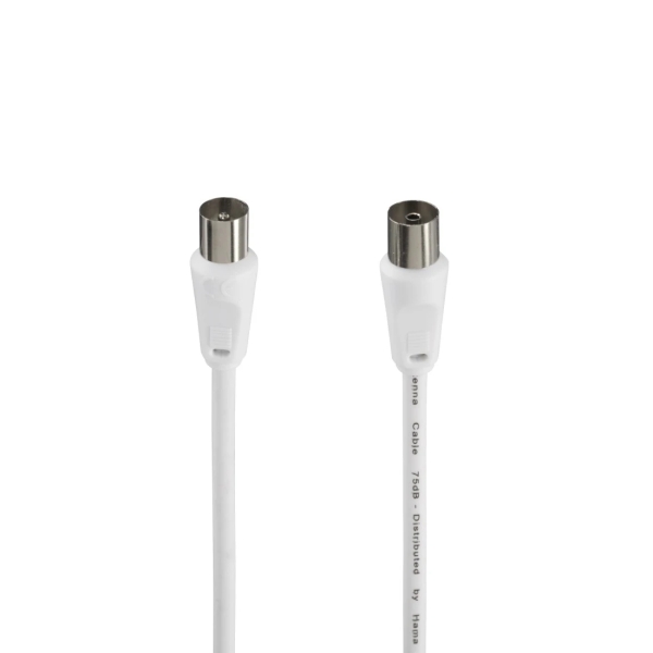 Hama Entry Cable Coaxial de Antena Macho/Hembra - Longitud 1.5m - Apantallamiento 75dB - Impedancia 75Ohm - Color Blanco