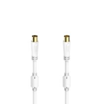 Hama Essential Cable Coaxial de Antena Macho/Hembra - Longitud 1.5m - Terminales Chapados en Oro - Triple Blindaje - Apantallamiento 100dB - Impedancia 75Ohm - Color Blanco