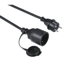 Hama Outdoor  Cable de Alimentacion Alargador para Exteriores - Potencia Maxima 3680W - Longitud 5m - Seccion 1.5mm2 - Schuko CEE7 - Tapa Protectora - Color Negro