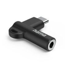 Hama Adaptador Acodado - 90º - USB-C Macho - Jack 3.5mm Hembra - Color Negro