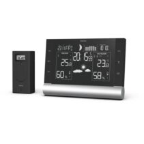 Hama Black Line Plus Estacion Meteorologica - Reloj - Prevision Meteorologica - Sensor Exterior - Radiofrecuencia - Termometro - Higrometro - 17.5x2.2x12.3cm - Color Negro