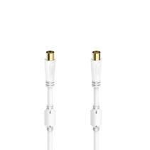 Hama Essential Cable Coaxial de Antena Macho/Hembra - Longitud 3m- Terminales Chapados en Oro - Triple Blindaje - Apantallamiento 100dB - Impedancia 75Ohm - Color Blanco