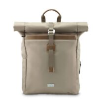 Hama Silvan Mochila para Portatiles hasta 16.2" - Capacidad Ampliable de 15 a 22L - Poliester Reciclado - Interior Acolchado - Bolsillo Frontal - 32x46x14cm - Color Beige