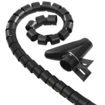 Hama Organizador de Cable en Espiral 20mm - Flexible - Longitud 2.5m - Adaptador para Instalacion - Color Negro
