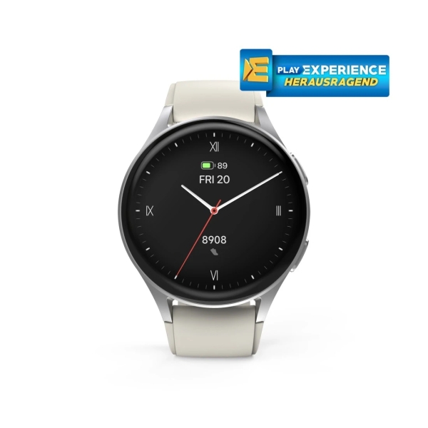 Hama 8900 Reloj Inteligente Smartwatch - Bluetooth 5.3 - Bateria 300mAh - Pantalla AMOLED 1.32" - IP68 - Aluminio - Pulsera de Silicona - GPS Integrado - 4.3x1x4.9cm - Color Plata