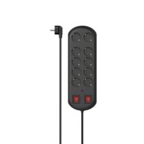 Hama Regleta Alimentacion con 10 Tomas - Potencia Maxima 3500W - Voltaje 230V - Cable 2m - Interruptor de Encendido - Enchufe Schuko en Angulo - 11.6x3.7x35.3cm - Color Negro