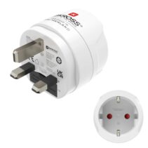 Hama Adaptador de Viaje Toma Tipo G - Potencia hasta 3250W - Hembra Tipo Schuko - Voltaje 100-250V - Color Blanco