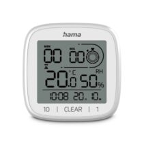 Hama Chipre Reloj Digital con Ventosa - Termometro - Higrometro - IPX4 - Funcion Cuenta Atras - Fecha - 11x11x4.5cm - Color Blanco