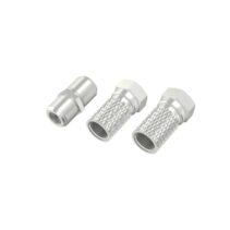Hama Essential Set de Adaptadores para Cable de Antena - 2 Conectores F Hembra - Union Conector F Macho Macho - Color Plata