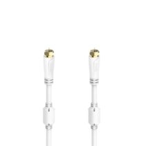Hama Essential Cable Coaxial de Antena - Longitud 1.5m - Terminales Chapados en Oro - Conector F Macho - Triple Blindaje - Apantallamiento 100dB - Impedancia 75Ohm - Color Blanco