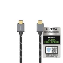 Hama Prime Cable HDMI 8K Macho - Longitud 1m - Certificado - Soporta eARC - Terminales Chapados en Oro - Ethernet - Velocidad hasta 48Gbps - Blindaje Completo - Color Negro y Gris