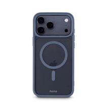 Hama Frame Protect Funda para iPhone 17 Pro Max - Antideslizante - Magnetico - Policarbonato y Poliuretano Termoplastico - Bordes Elevados - Color Azul y Transparente