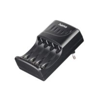 Hama Cargador de Pilar Recargables AA y AAA - Luz LED - Proteccion de Sobrecarga - Temporizador - Color Negro