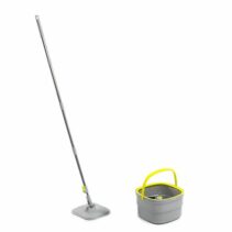 Innovagoods Selimop Fregona de Microfibra Giratoria - Cubo Separador de 2.5L con Autolimpieza - Palo Desmontable de 156cm - 2 Mopas Incluidas - 30x18x29.5cm - Color Amarillo y Gris