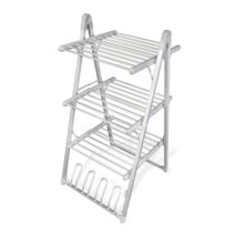 Innovagoods Verayer Tendedero Electrico Plegable - 300W - Soporta hasta 2.5kg por Nivel - Cable 140cm - Temperatura hasta 55ºC - Plegable - Soporte para Calzado - 66x140x7cm - Color Gris