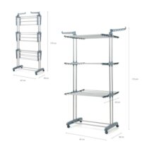 Innovagoods Dolver Tendedero Vertical con Ruedas - 24 Barras - Soporta hasta 40kg - Plegable - Altura Ajustable - 6 Alas Independientes - 49-62x175x73cm - Color Plateado