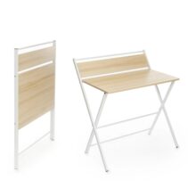 Innovagoods Tablezy Escritorio Plegable con Estante - Facil de Transportar y Guardar - Soporta hasta 50kg - Facil Limpieza - 84x97x60cm - Color Marron