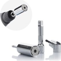 Innovagoods Uniscrew Llave de Vaso Universal - Incluye Accesorios - Multifuncion - Tornilleria Entre 7-19mm - 2.5x5cm - Color Plateado
