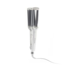 Innovagoods Wavio Plancha de Pelo Ceramica para Ondas - 55W - Cable 180cm - Temperatura hasta 200ºC - Indicador LED - Tecnologia Ptc - 6.3x30x4cm - Color Blanco y Gris